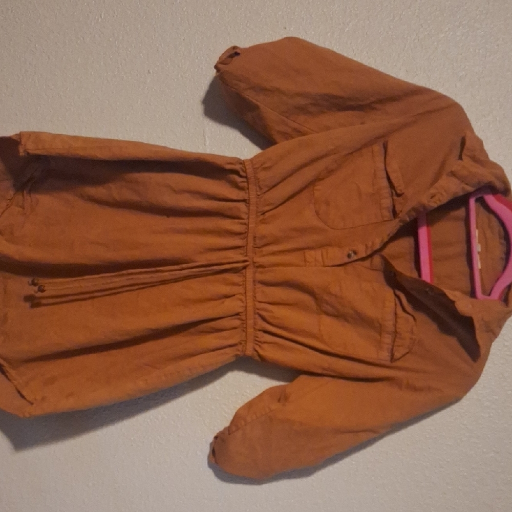 sperd limit Rust Orange Button-Up Dress